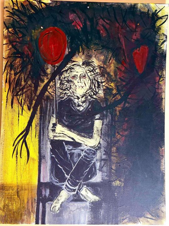 Elegy for a Voice (2 of 3), acrylic painting by JanieBee